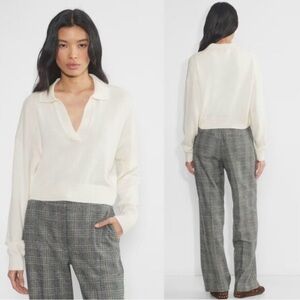 Wilfred Clara Sweater Polo - 100% Merino Wool in Light Beige - Size XS